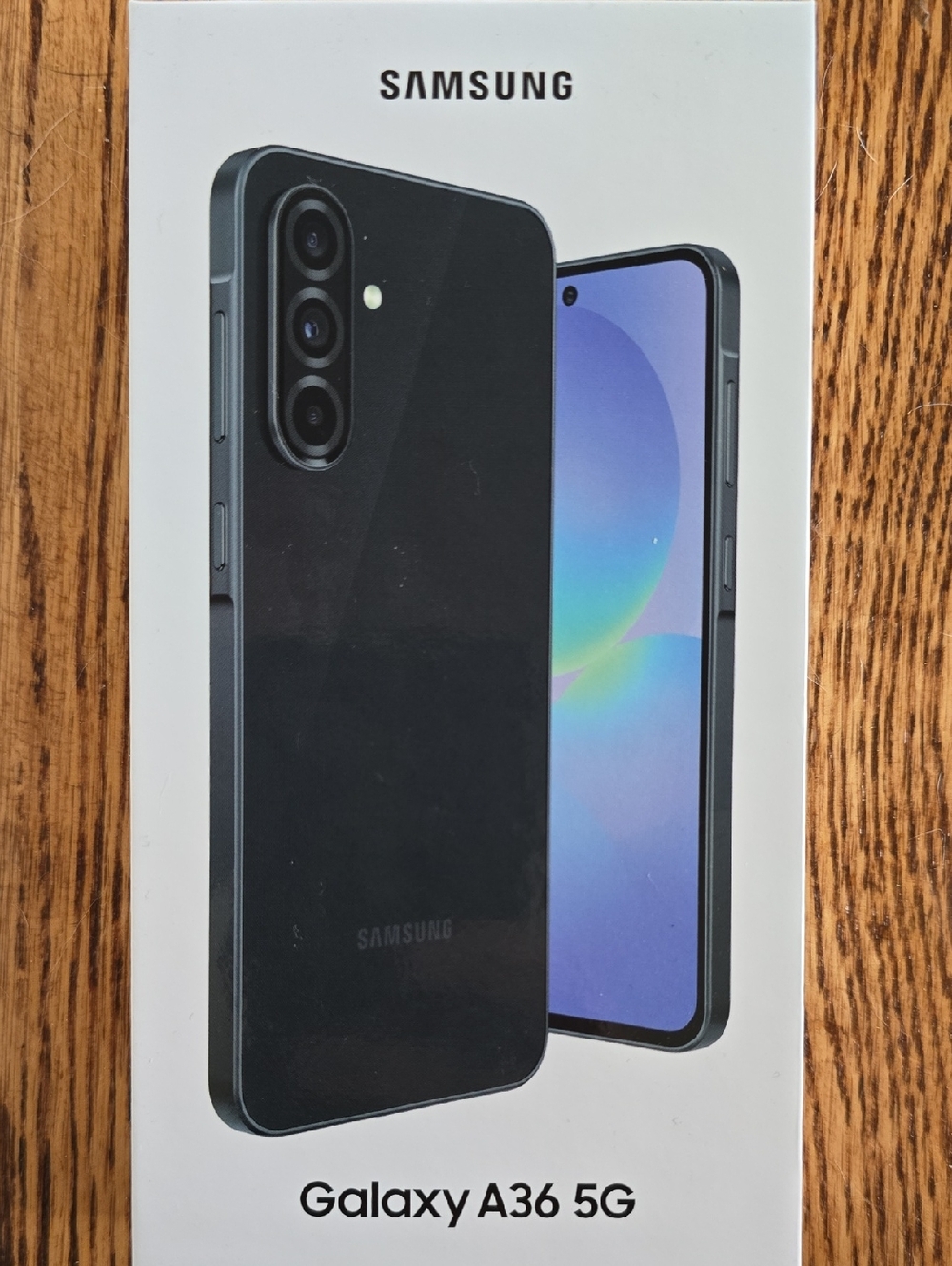 Samsung Galaxy A36 5G Smartphone - Black and Blue Display